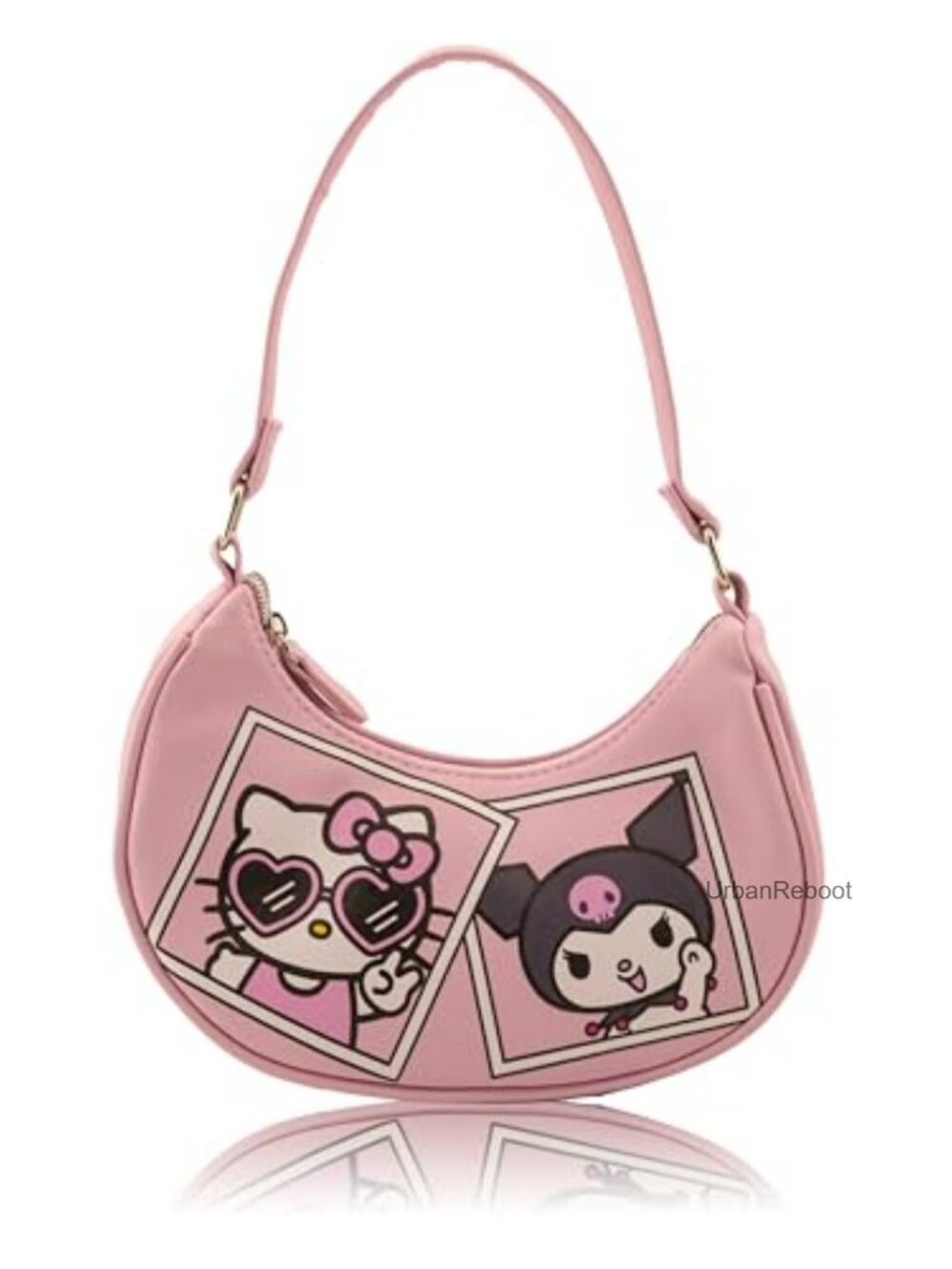 Sanrio Hello Kitty Kuromi Mini Hobo Handbag Crossbody Purse PU Saffiano
